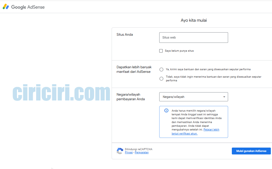 cara daftar adsense
